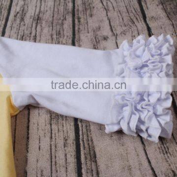 Yawoo Hot Sale Wholesale Yellow Cotton Ruffle Raglan Shirts Toddler Girl Clothing photo-2