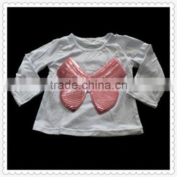 long sleeve kids cloth white t shirts t shirt design patterns with sequin butterfly