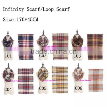 hot selling Plaid Women's tartan Infinity Scarf