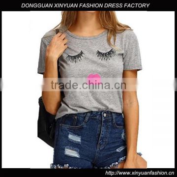 Cute Summer Fashion Women Short Sleeve Printed Tops Casual T Shirt custom printing