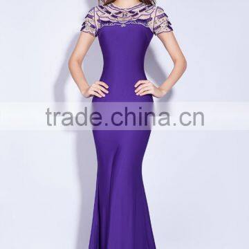 Prom Formal Evening Dress A-line Jewel Sweep / Brush Train scoop neckline prom dress P020