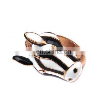 Fashion New Personality Black&White Enamel Donkey Head Women's Alloy Finger Ring