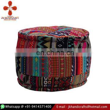 Manufacturer Hand Woven Foot Stool Bohemian Patchwork Ottoman