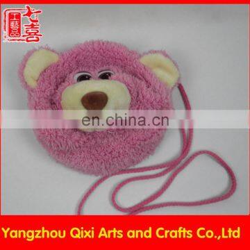 Best quality teddy bear head plush bag pink children bear bag for kids