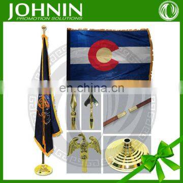 top quality satin fabric 30*45cm office small metal flag