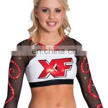 Blue and Red Symmetric Swirl Cheer Crop Top cheerleading uniforms