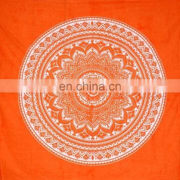 Indian Beautiful Orange Ombre Mandala Curtain Set Cotton Boho Drapes Window Decor Curtain Set photo-2