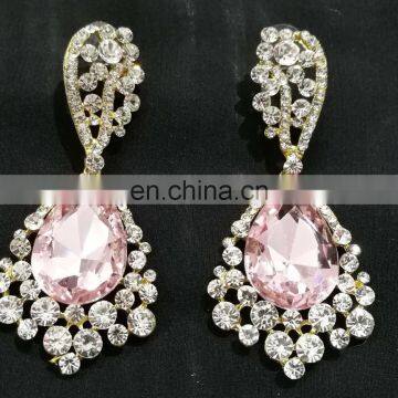 Best Light-Pink Color Droplet Stone Collection Cubic Zerconia Gold Plated Party Wear Earrings Set