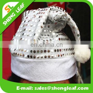 china wholesale cheap christmas paillette santa claus red hat