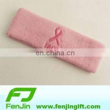 terry polyester sport hot pink headband