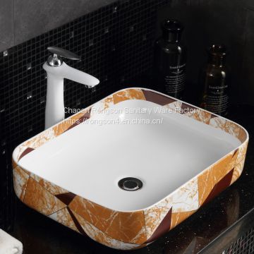 Color above square new design modern ceramics counter basins