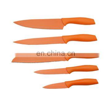 Creative Style Rubber Soft Handle Non Stick Coating Kitchen Knife Set photo-4