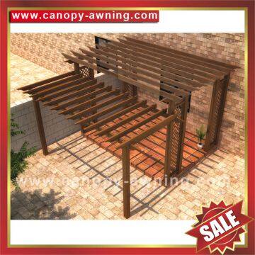 Outdoor Garden Sunshade Wood Look Style Aluminium Alu Aluminum Metal Park Garden Gazebo Grape Trellis Pergola Vine Grids Shelf