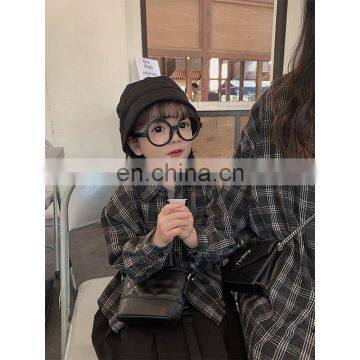 6886 Parent-child Shirt Baby Girl Long Sleeve Fashion Shirt Retro Plaid Blouse photo-2