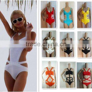 New Arrival HL Summer Bandage Swimsuit 2015 Sey Black Bandage Swimsuit Bathing Suit One Piece Women Swimsuit Ladies Swimwear