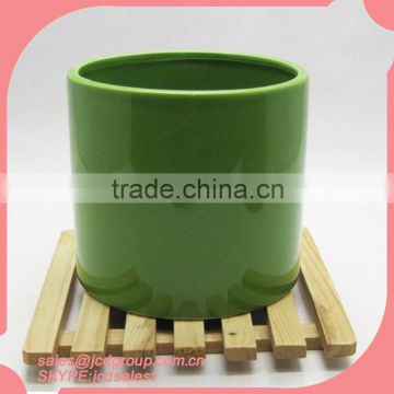 GREEN COLORED stoneware flower pot