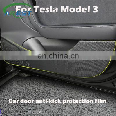 Car door anti-kick protective film for Tesla Model 3 anti-dirt sticker model3 Carbon fiber leather interior accessories