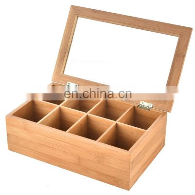 Custom print unfinished Bamboo wooden tea packaging  with glass top