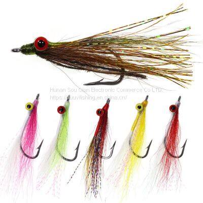 DUUV 6 Colors Closer Minnow Fishing Flies Fly Fishing Hooks Glass Minnow Lure