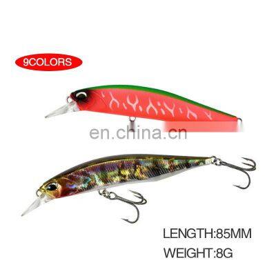 8.5cm 8g 8 Colors 3D Bionic Eyes Saltwater Fish Baits With Treble Hooks Suspending Minnow Bait Fishing photo-2