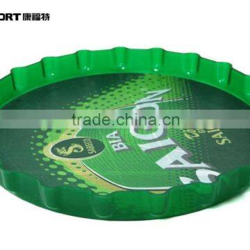 Green beer lid shape plastic tray