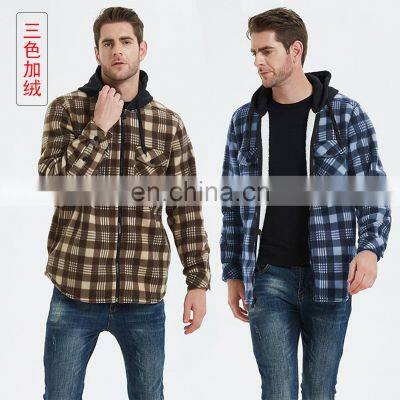 Рождественский осенне-зимний мужской пуховатый термобельгий, теплая куртка, классический мужской рубашка, модная студенческая клетчатая рубашка, куртка из овчинного ворса photo-2