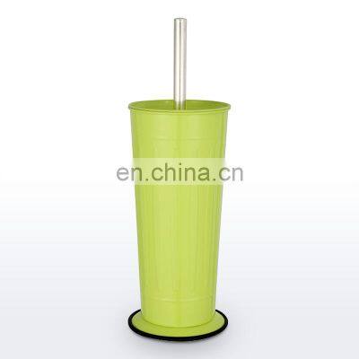 Embossed Yellow Garbage Waste Bin Set With Toilet Brush Stainless Steel Waste Bin Bathroom Sets for Household Cleaning photo-4
