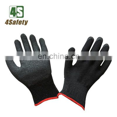 4SAFETY Black Rubber Coated Cotton Lined Rubber Gloves