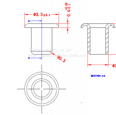 PCB PCB laminate filling hole hollow rivet 2*3*3.3 high temperature tin plated electronic corns brass hollow socket nail