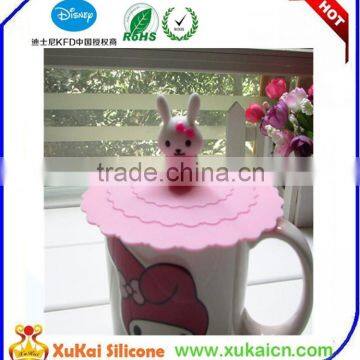 Round shape silicone rubber coffee cup cover lid