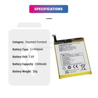 Li-polymer 7.6V 2500mAh Rechargeable Replacement T5930 ZAP1522 Lipo Battery for Sunmi V2 POS Terminal photo-2