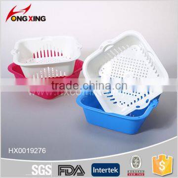 2016 rectangle pp plastic kitchen fruit sieve with tray