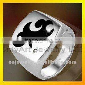 new design black enamel 925 sterling custom design silver ring for men