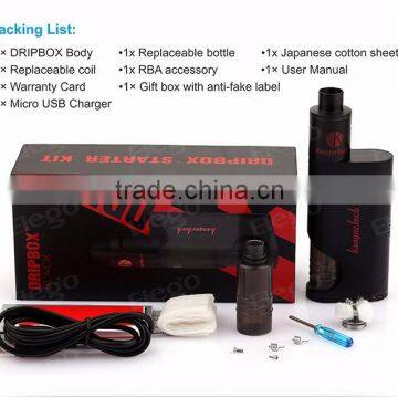 Elego offer 2016 New Arrival Kanger Dripbox 160w 18650 box mod kit bottom filling 7ml atomizer
