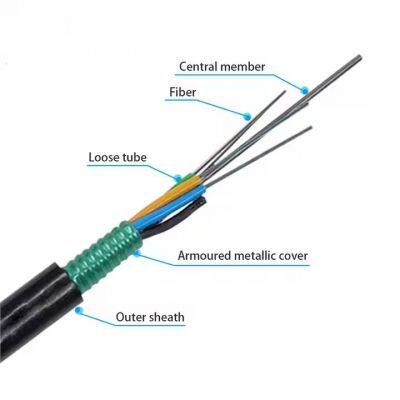 Communication Cables Outdoor Fibra Armored GYTS 24 48 Core Fiber Optic Cable 96 Wire 144F for Direct Buried Optical Cable photo-3