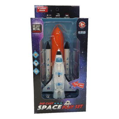 Diecast Space Playset Rocket Shuttle With Lighting & Sound Pullback Kids Vehicle Toys