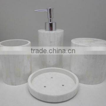 High end quality best selling special newest designed White MOP inlay Bath Set from Vietnam