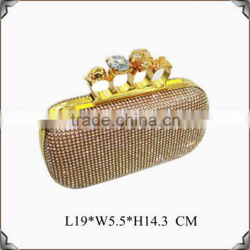 Diamante Studded gold Skull Knuckle Evening Clutch Bags,Evening bags