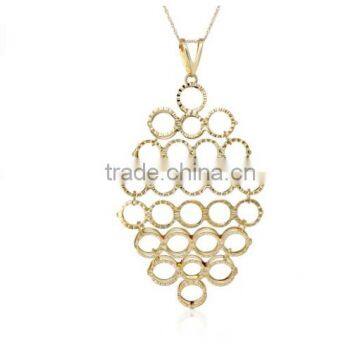 14k Italian Yellow Gold Multi Circle Drop Pendant Necklace for Women Men