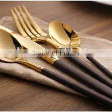 4pcs luxury flateware Cutlery Set/Tableware set gold with black handle