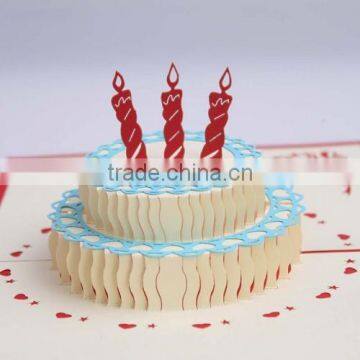 Laser cut handmade 3D birthday cake design greeting card