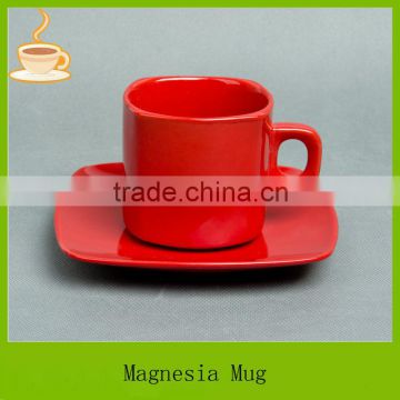 red mugs, red cups, ceramic coffee mug with saucer, LJ-175