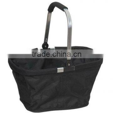 Folding Fabric Single Aluminum Handle Shopping Basket