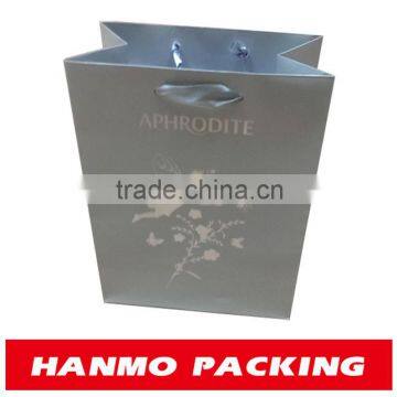 custom made&printed silver stamping logo gift bag with silk handle factory price