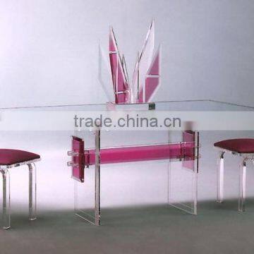 2016 pink banquet table and chair set acrylic furniture set