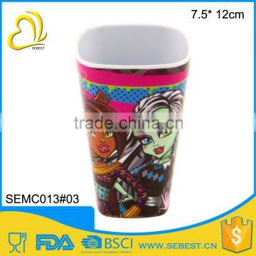 novelty high quality printed square custom plastic cups