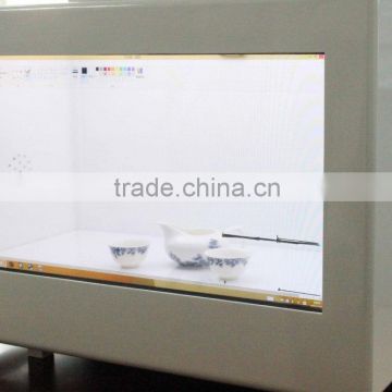 transparent lcd showcase box,advanced touch LCD showcase, see through showcase display