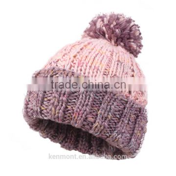 2015 Fashion style ladies winter hat with top ball cheap for sale