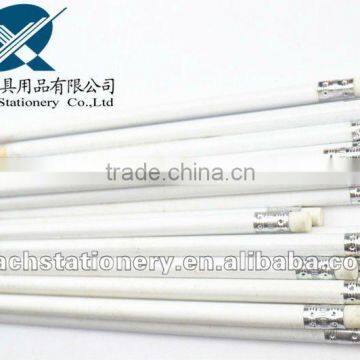 Round white HB standard pencil with eraser and logo available in bulk