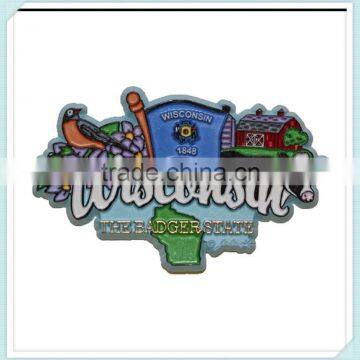 Wisconsin State Elements Fridge Collectible Polyresin Souvenir Magnet